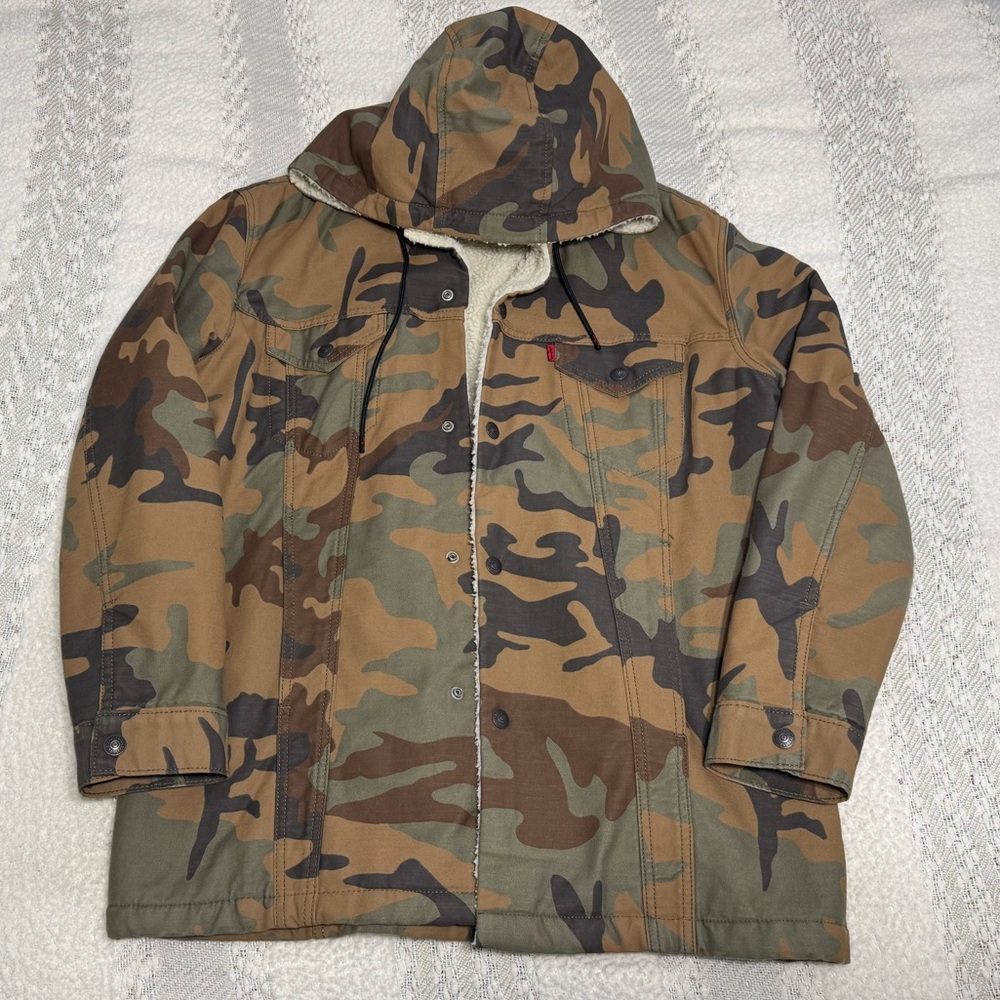 Levi's Fresh Leaves Justin Timberlake Button Up Camo Jacket Coat EUC RARE Men M